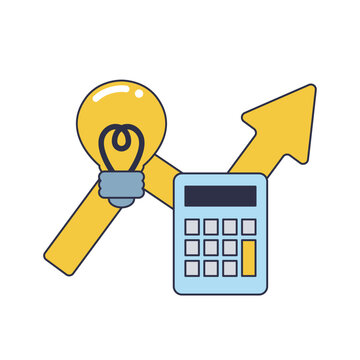 yellow lightbulb calculator arrow concept clip art preview
