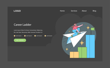 Career ladder. Ascent to success and goal achievement with ambition