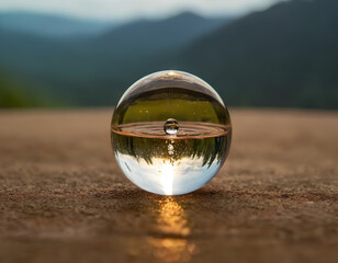 crystal ball alpine autumn or indian summer landscape shot at the famous kampenwand, aschau im chiemgau, crystal ball in hand with business earth beautiful, bubble, sky, blue, water, earth, sphere,