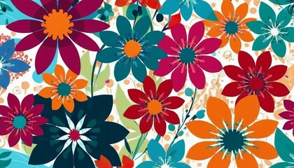 Abstract geometric floral background with stylized flowers and botanical elements.