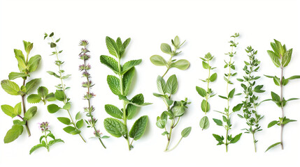 Fototapeta premium Herbal Composition on White Background: Natural and Eco-Friendly
