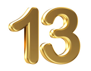 3d gold number 13