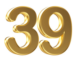 3d gold number 39