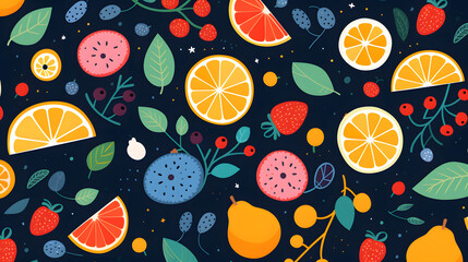 Naklejka premium Digital fruit minimalist illustrator in a naive childish style abstract graphic poster background