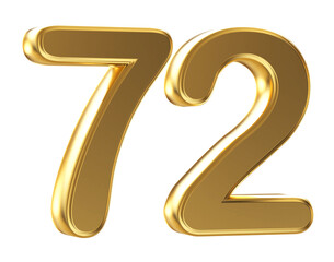 3d gold number 72