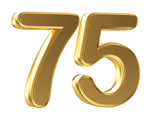 3d gold number 75