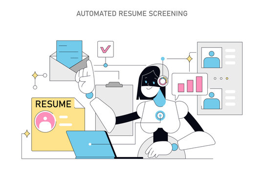Using AI for Human Resources. Flat Vector Illustration