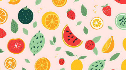 Digital fruit minimalist illustrator in a naive childish style abstract graphic poster background