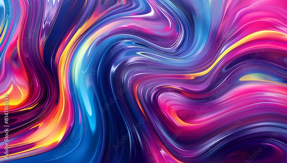 Poster vibrant colorful abstract background with wavy lines and shapes, 3d rendering illustration of a colo