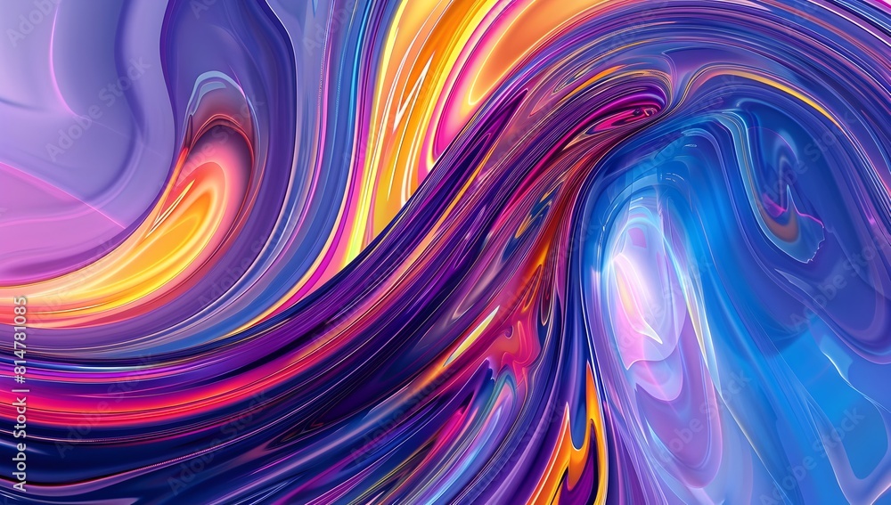 Aufkleber vibrant colorful abstract background with wavy lines and shapes, 3d rendering illustration of a colo