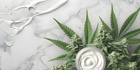 Marijuana cream displayed on a simple background. Concept Marijuana Cream, Wellness Products, CBD Topicals, Natural Skincare, Organic Remedies