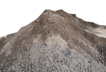 Stone sand pile material from coal burning residue or what is called 'Bottom Ash' isolated on a transparent background