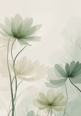 Fototapeta premium Soft Green and Beige Botanical Illustration
