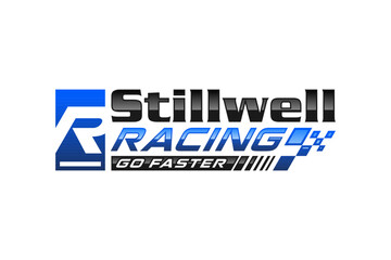 R initial letter logo racing automotive industry with checkered flag element