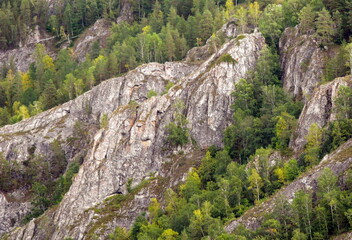 The magnificent natural park Muradymovskoye Gorge, landmark of the Ural Mountains