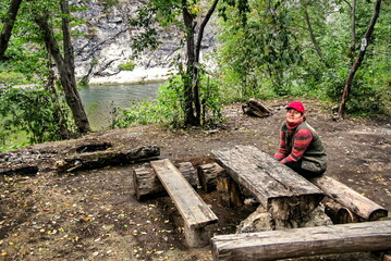 beautiful adult women travel through the Southern Urals in the Republic of Bashkortostan