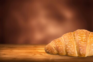 Croissant bread  tasty dish on the desk