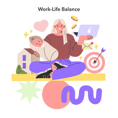 Work-Life Balance concept. Vector illustration.