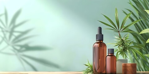 Front view of CBD oil cannabis product mockup. Concept CBD Oil, Cannabis Product, Mockup, Front View, Health and Wellness