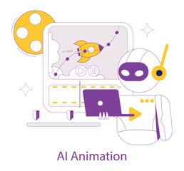 ai for video creation Flat Vector Illustration