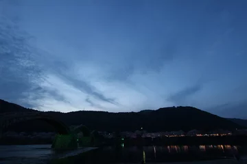 『錦帯橋と夜桜』桜 ライトアップ 山口県岩国 夜サクラ　  日本観光　Kintai Bridge 　