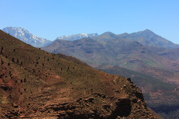 high atlas mountains in the snow, ourika mountains, marrakech, morocco