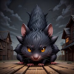 Angry cat in witch costume on Halloween night