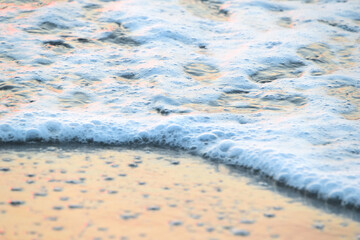 sea foam on the sand (waves) - Paralia Zematas (Zematas beach), Lemnos, Greece, Aegean sea