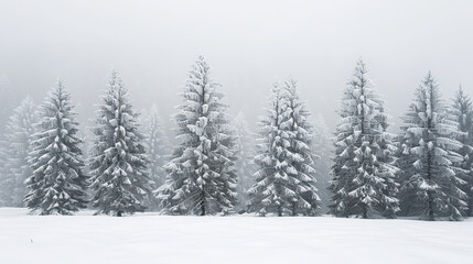 Fototapeta premium Snow-Covered Pine Trees