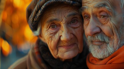 Old woman and man close up.