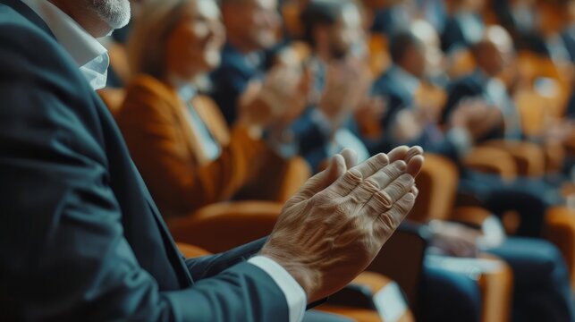A seminar speaker applauding the audience for their active participation and insightful questions