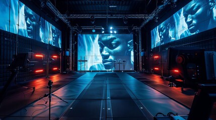 A sports training facility using motion capture technology to analyze athletes performance in realtime