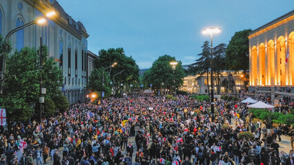 May 13 2024 year The rally on Rustaveli Avenue, the slogan of the rally is not against the Russian...