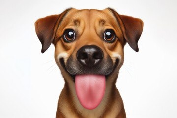 Obraz premium Dog with a humorous expression, sticking out its tongue Isolated on white background
