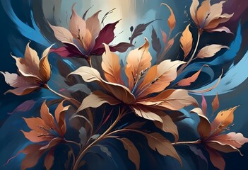 Vibrant Autumn Flower in Full Bloom Set Against a Tranquil Blue Background: A High-Resolution Stock Photo Ideal for Fall Design Projects
