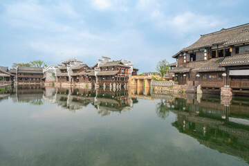 the beautiful ancient town of Lizhuang on the lake, Yibin City, Sichuan Province, China