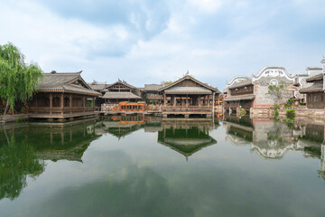 Fototapeta premium the beautiful ancient town of Lizhuang on the lake, Yibin City, Sichuan Province, China