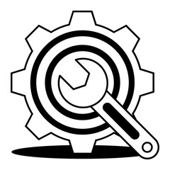 Gas Spanner with Gear concept vector icon design, Labor Day Symbol, 1st of May Sign,  International Workers Day stock illustration