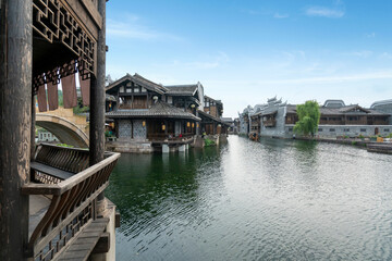 Naklejka premium the beautiful ancient town of Lizhuang on the lake, Yibin City, Sichuan Province, China