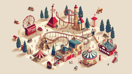 Theme park design over beige background vector illustration