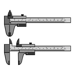 Measuring tools in a physics laboratory : Vernier Caliper vector illustration