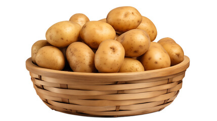 Potato vegetable food in a basket / A basket of potatoes with a transparent background.