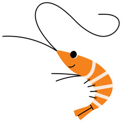 Shrimp single 3 cute on a white background, vector illustration.
