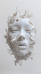 3D face design on isolated background. Ai generate.