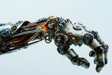 Robot hand on isolated background.
