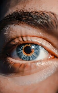 a man blue dilated pupils of eyes