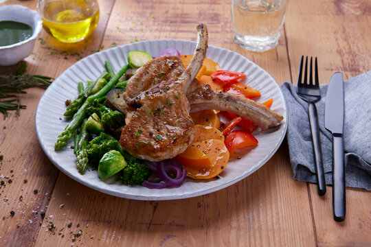 Iberico pork chop with vegetables