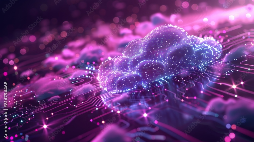 Poster minimalist cloud computing ecosystem theme