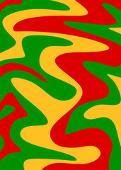 Abstract background with colorful wavy lines pattern and with Jamaican color theme