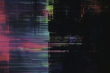 Colorful Static Lines Pattern on Dark Background for Digital Glitch Effect 